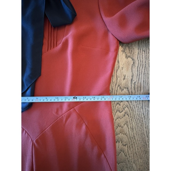 Coach 1941 Red Silk Bow Neck Long Sleeve Midi Dress Size 8 Vintage Style Runway - Picture 10 of 11